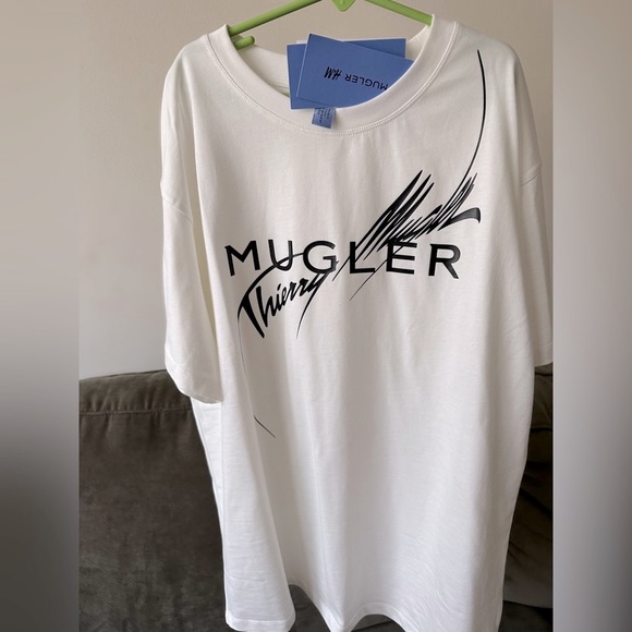 Thierry Mugler x H&M Women’s White Logo Designer Star Printed T-Shirt Medium NWT - Picture 15 of 16